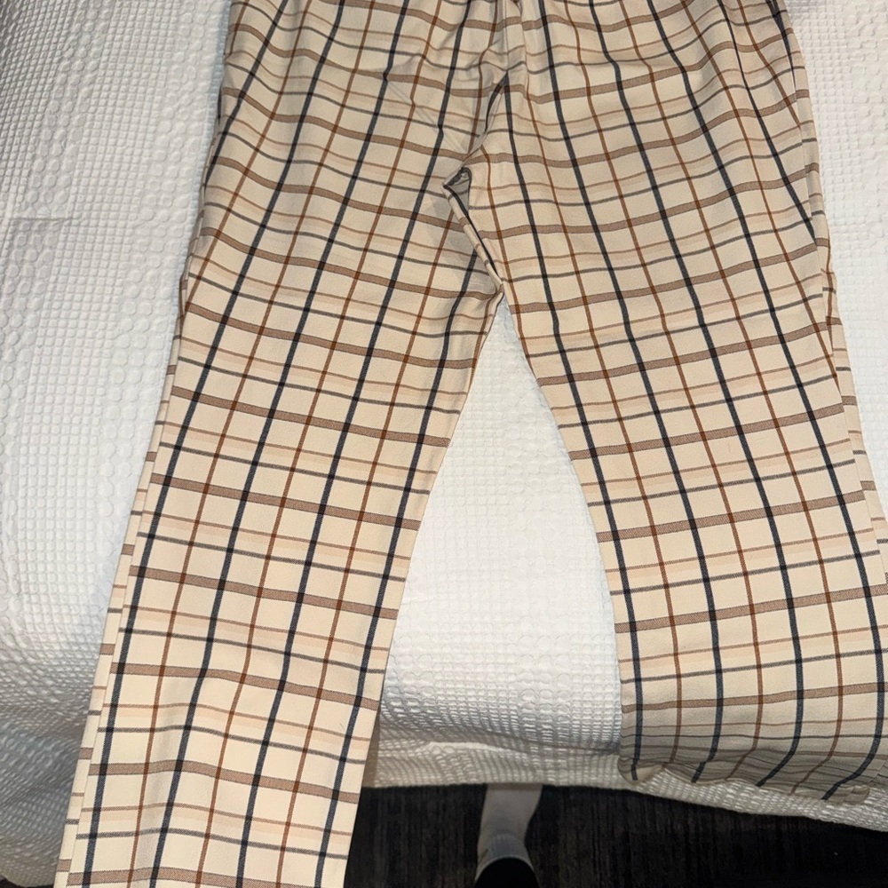 Women’s Checkered Pants - Beige and Brown